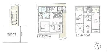 茅ヶ崎市浜竹3丁目　新築戸建　全４棟の間取り|南向き　３LDK