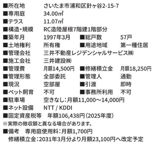 浦和針ヶ谷パーク・ホームズフィオーレのその他