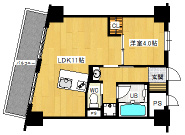 フクダ不動産八木駅前マンションの間取り|1LDK