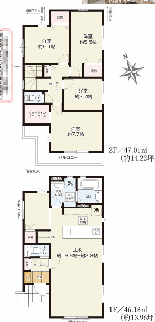 『八王子市新築戸建て』八王子市中野町3004-10【仲介手数料無料】　２期の間取り|～仲介手数料無料☆八王子ひなた不動産～八王子市中野町　新築戸建て
