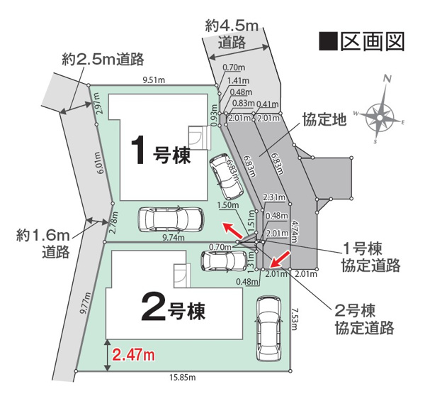 【区画図】 | 清水区蜂ヶ谷南町第1期　新築戸建　2号棟 | 2台駐車可能！ゆったりスペースで駐車も楽ちん♪