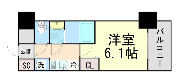 プレサンス新神戸駅前の間取り