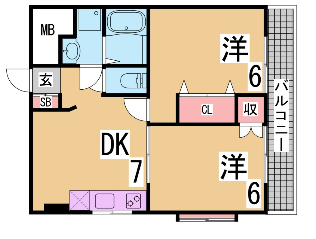 神戸市兵庫区塚本通８丁目の賃貸マンションの間取り