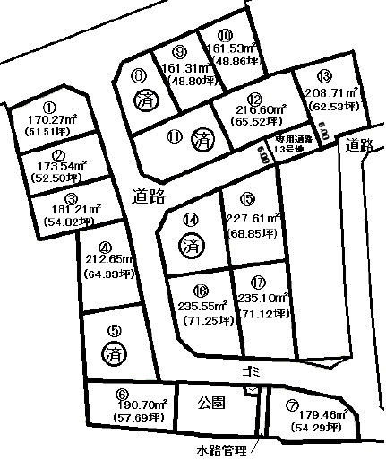 【土地図】 | 高砂市阿弥陀町魚橋（全17）土地16号地 | 16号地　約71.2坪です。