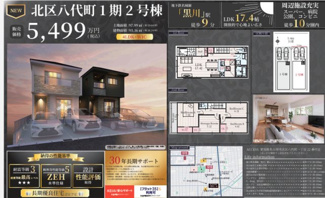  | 【名古屋市北区八代町1丁目22新築戸建2号棟】✨️仲介手数料無料✨️金城小学校・志賀中学校