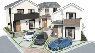 【外観パース】 | 国立市富士見台１丁目　全３棟　A号棟　仲介手数料無料