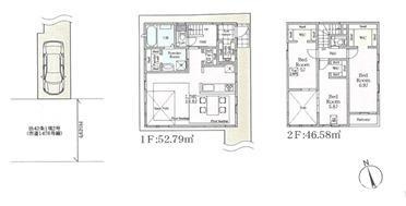茅ヶ崎市浜竹3丁目　新築戸建　全４棟の間取り|南向き　３LDK