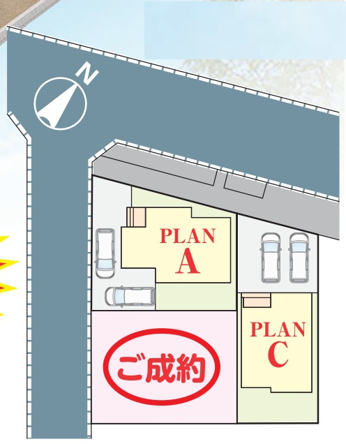 吉川市　高久1丁目　新築戸建　全3棟の区画図|区画図です