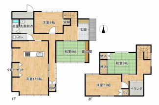 【間取り】 | 寒河江市大字西根字谷地田　リフォーム済み戸建て