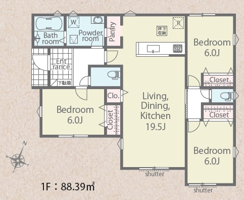 【間取り】 | 坂戸市鶴舞1丁目 | ３LDK