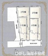 茅ヶ崎市浜竹3丁目　新築戸建　全４棟の区画図|対象地は4号棟です