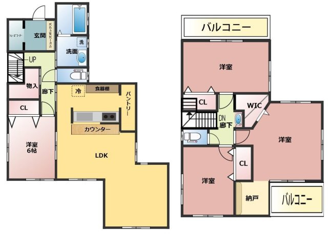 比企郡滑川町月の輪４丁目　中古戸建の間取り