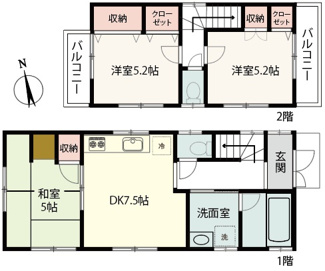 【間取り】 | 東伊興2丁目貸家