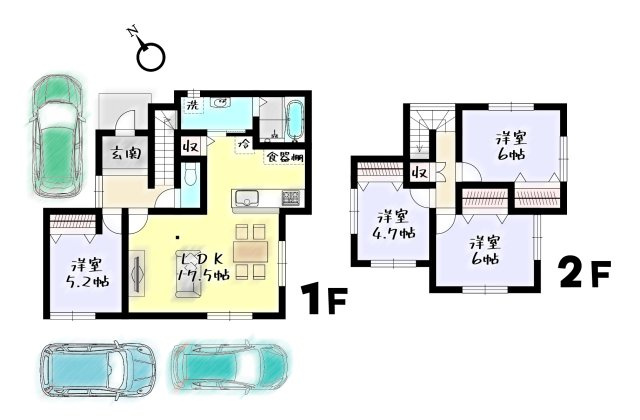 RESET HOUSE－リセットハウス－八幡西区大平１丁目１４−２０の間取り|1階に独立した洋室があるので老後も使いやすい間取り♪
