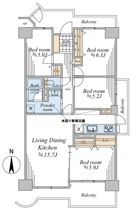 パークフィールドみさと2街区2号館の間取り|間取図です