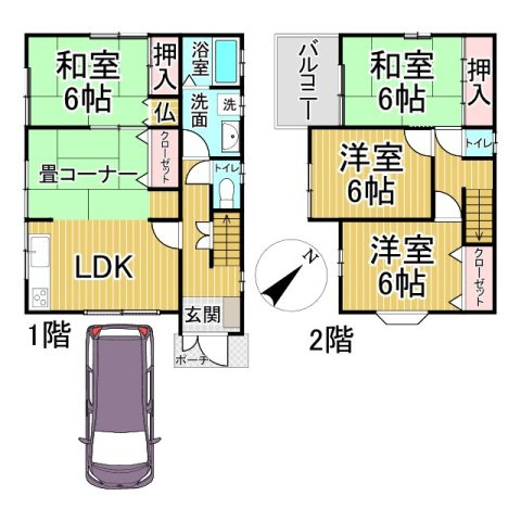泉佐野市鶴原4丁目戸建の間取り