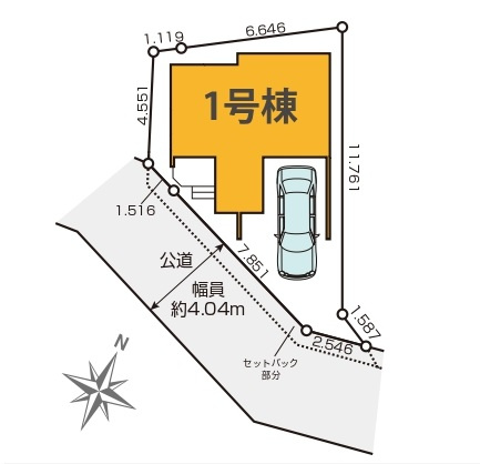 所沢市北有楽町・全1棟　新築一戸建　～眺望良好な3階建～の区画図|駐車1台可、南道路に面し日当たり良好です。