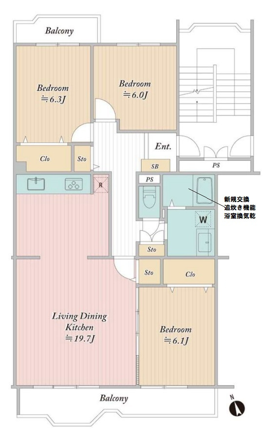 早稲田団地3-19-3号棟のその他|間取図です