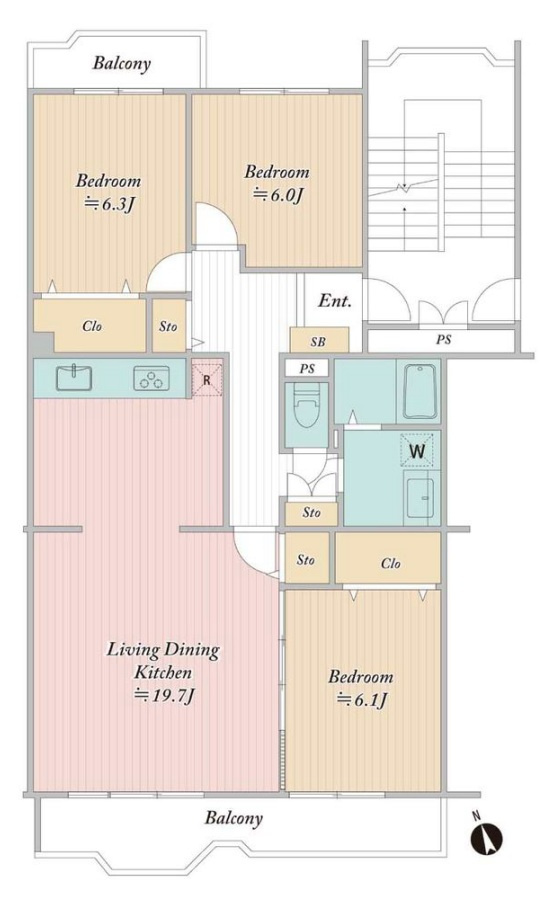 早稲田団地3-19-3号棟の外観|外観です
