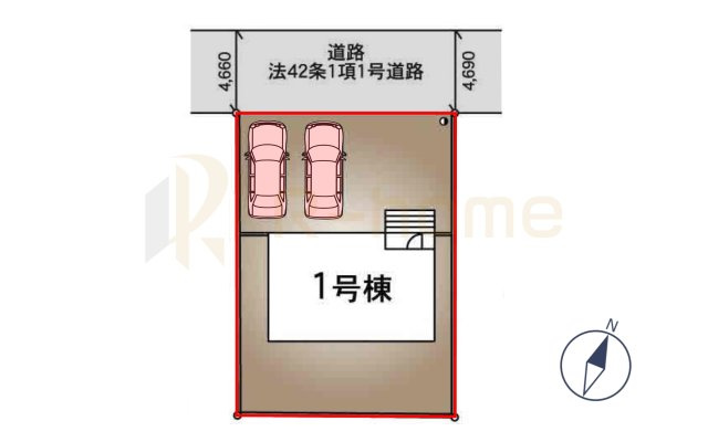 下妻市高道祖第4　新築戸建て　1号棟の区画図|大きなお買い物だからこそ、メリット・デメリットを伝えさせて頂きます。
R-homeにお任せください♪