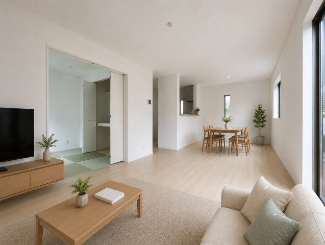 【居間・リビング】 | 吉見町東野第22　新築戸建　全2棟　1号棟 | ※CGで加工しています。※家具付き販売ではございません。