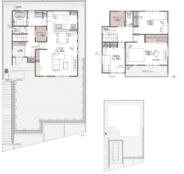 【間取り】 | 東山田３丁目　新築戸建２号地 | 土地面積/165.20㎡　建物面積/104.27㎡　間取り/3LDK