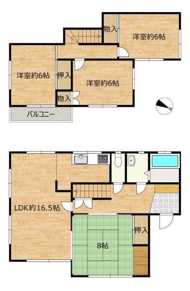 龍ケ崎市松葉１丁目　中古戸建の間取り|【間取図】