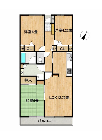 東建ニューハイツ北鴻巣の間取り|【東建ニューハイツ北鴻巣】・3LDK・専有面積66.28m2
