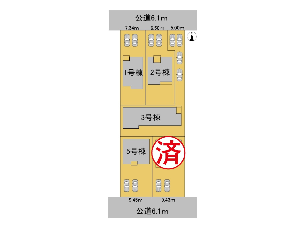 【商談中】リーブルガーデン　岐阜市河渡　全5区画分譲の区画図|■区画図
■YAMADA電機の　ヤマダ不動産　株式会社リライフ　
いつでもお問合わせ下さい。
