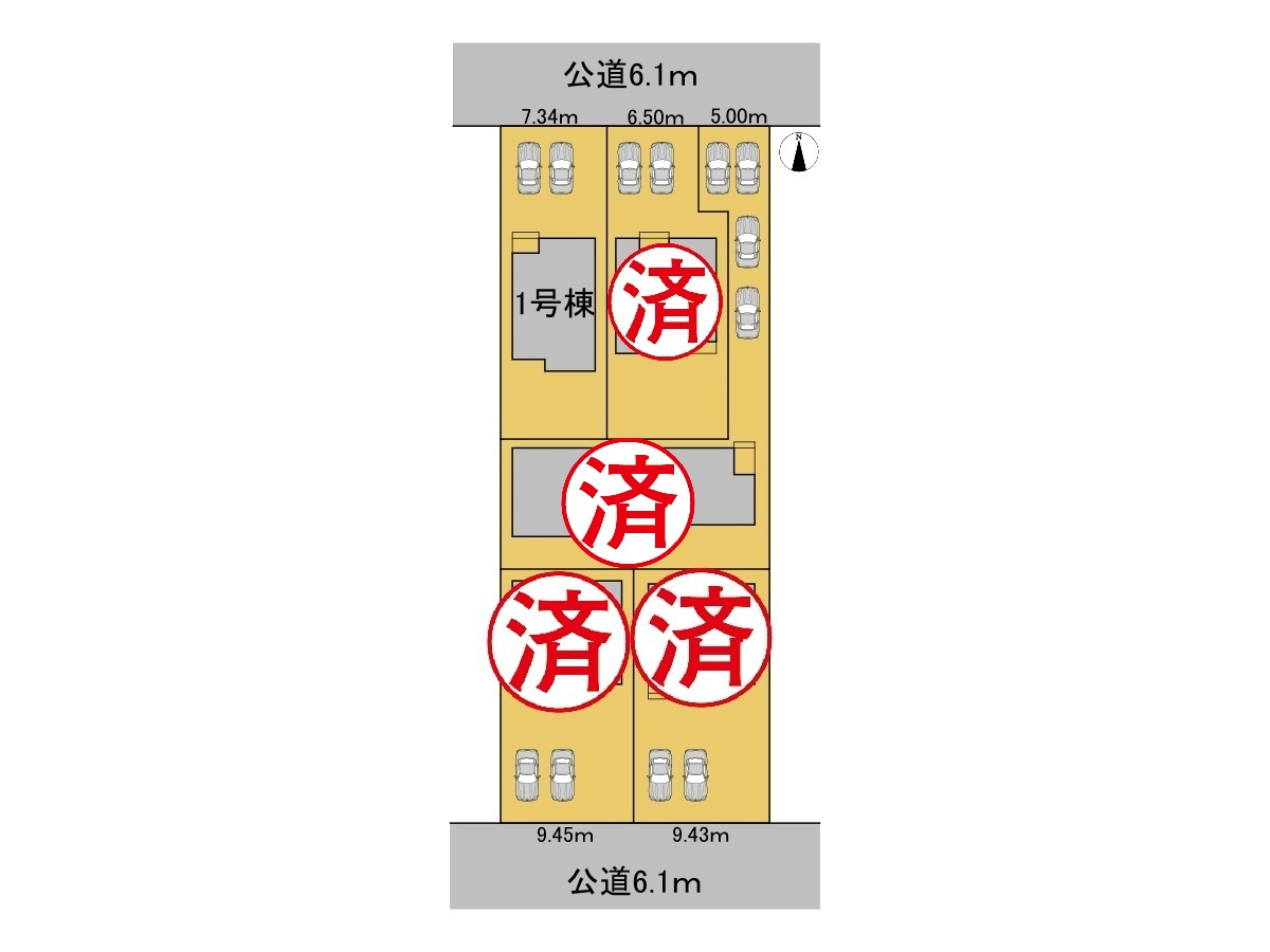 リーブルガーデン　岐阜市河渡　全5区画分譲の区画図|■区画図
■YAMADA電機の　ヤマダ不動産　株式会社リライフ　
いつでもお問合わせ下さい。