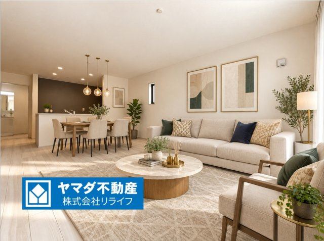 リーブルガーデン　岐阜市河渡　全5区画分譲の居間・リビング|※家具はCGによるイメージ　明るい日差しをふんだんに取り込んだリビングダイニングは家族の笑顔につつまれた素敵な空間になります。