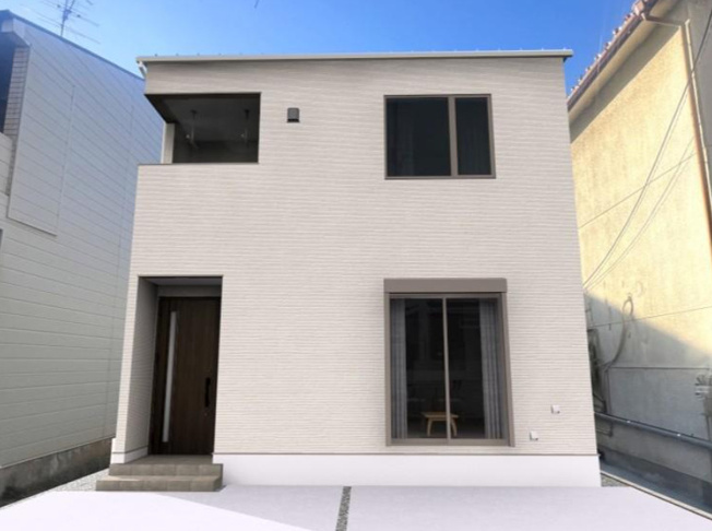 【外観】 | 八尾市山城町3丁目 | 【現地完成予定CGパース】【太陽光発電システム搭載☆耐震構造☆（耐震等級3相当）】ローン返済目安：月々約83926円（頭金0円、変動金利0.875％、返済期間40年、ボーナス払い無しで試算しています）