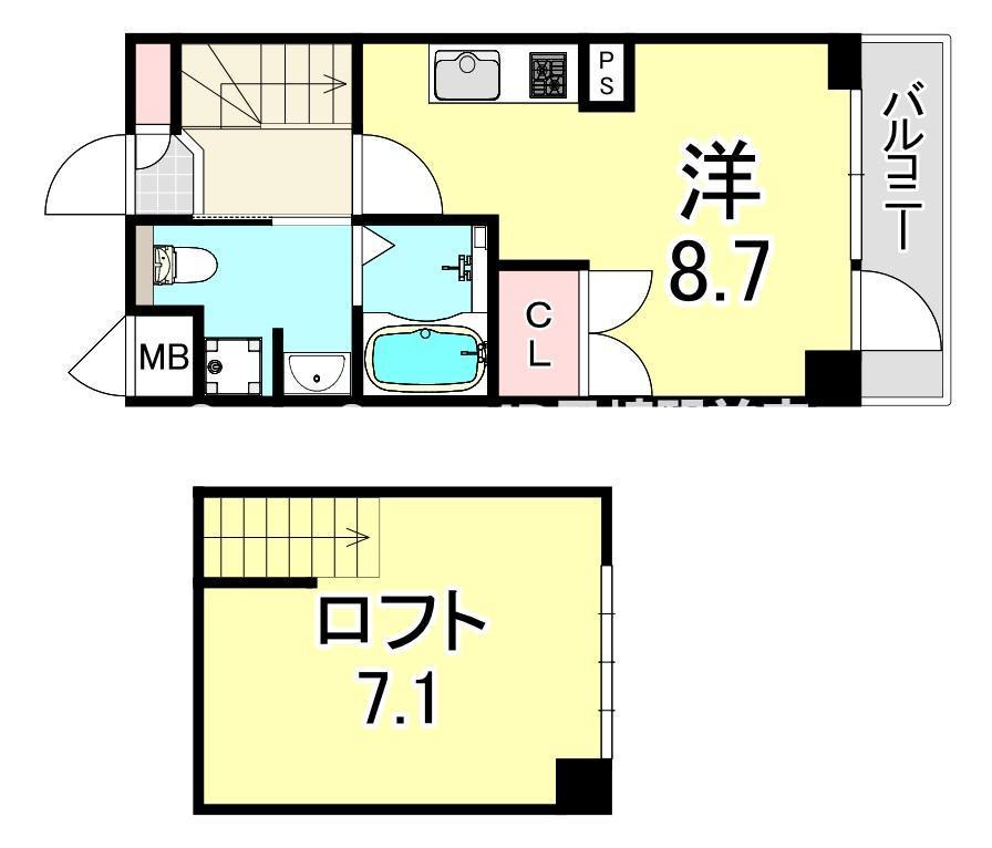 大阪市西淀川区姫里１丁目の賃貸マンションの間取り