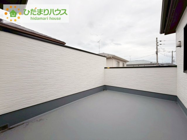 ひたちなか市足崎2期　新築戸建のバルコニー|広々としたバルコニー。お洗濯物もぜーんぶ干せちゃいます！！