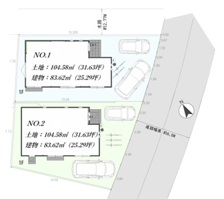 【区画図】 | 【仲介手数料無料！！】府中市南町3丁目　新築戸建て（全2棟）NO.1棟　5980万円