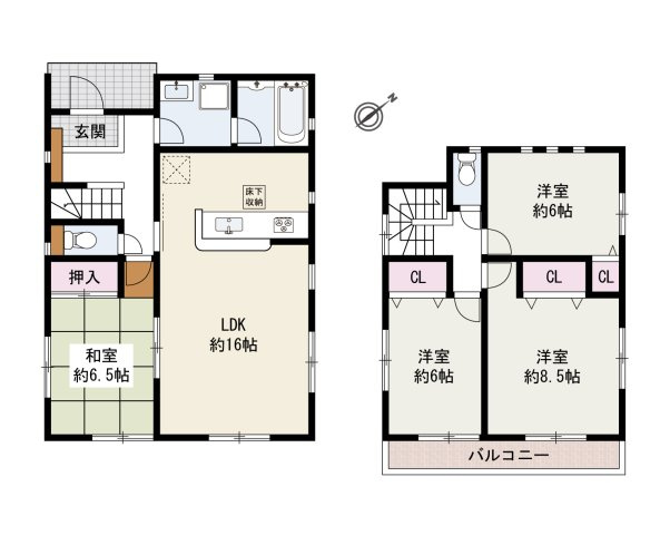 岸和田市尾生町6丁目　中古戸建の間取り