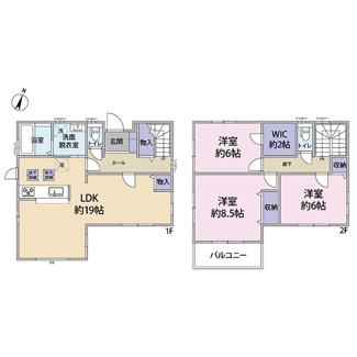 【間取り】 | 草加市青柳８丁目　中古戸建 | 使い勝手の良い３LDKの間取りです。LDKは約19帖、居室は全て約6帖以上を確保。