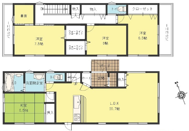 【間取り】 | 本多聞６丁目　新築戸建　２区画