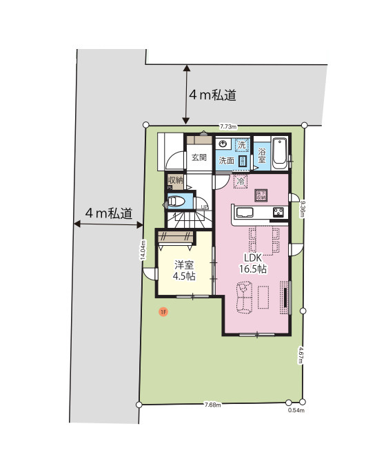 桶川市南　2期　新築一戸建て　グラファーレ　01の間取り|1号棟