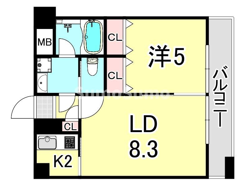 コスモリード谷町六丁目（旧 ドゥーエ谷町）の間取り