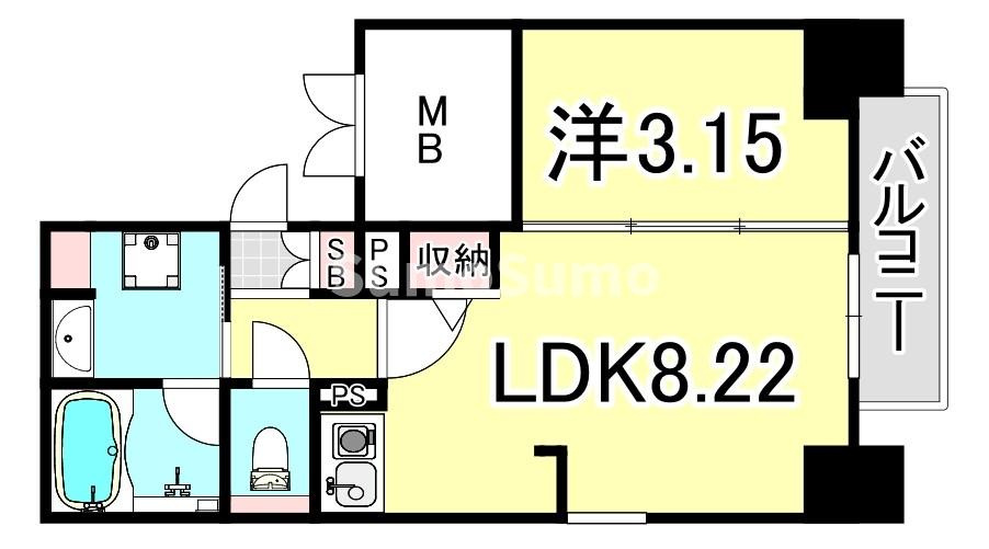 シーズンフラッツ靱本町の間取り