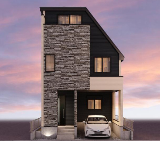 葛飾区新宿１丁目の新築戸建の外観パース