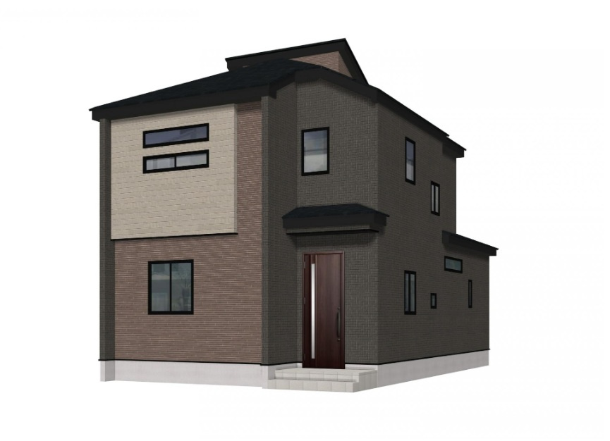 牛久市田宮町16期　新築戸建て　1号棟の外観パース|2026年4月完成予定！近隣の同仕様完成物件をご見学いただけます♪