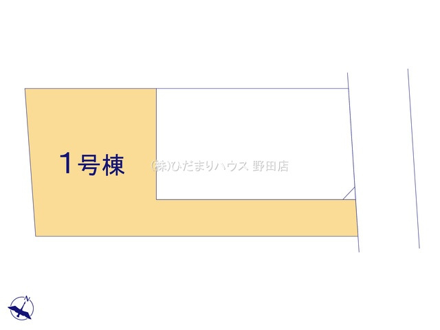 野田市花井新田2期　新築戸建　1号棟の区画図|一方 ： 北東 5m 公道