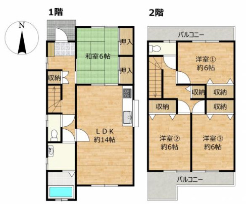 売中古戸建　中央区高林三丁目の間取り