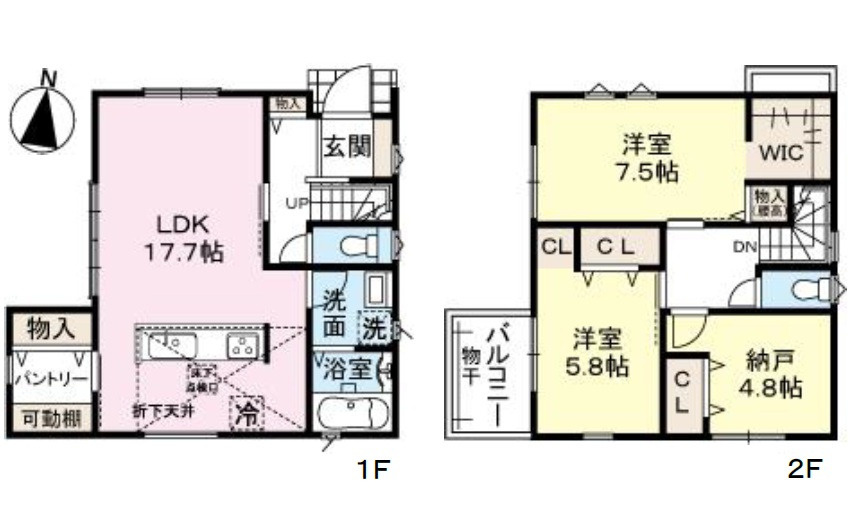 安芸郡海田町昭和町　新築一戸建て(全2棟)の間取り