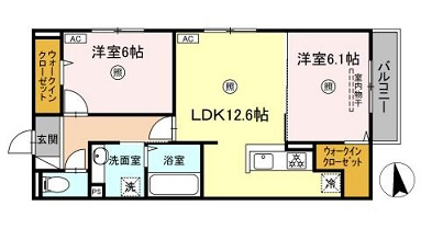 広島市安佐北区三入１丁目のアパートの間取り