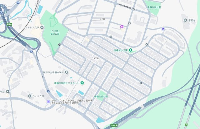 神戸市北区唐櫃台　新築一戸建ての地図