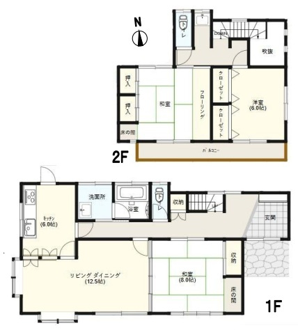 【中古戸建】足利市百頭町の間取り|■間取り図｜敷地面積：257.41㎡（約77.86坪）　建物面積：111.99㎡（約33.87坪）
