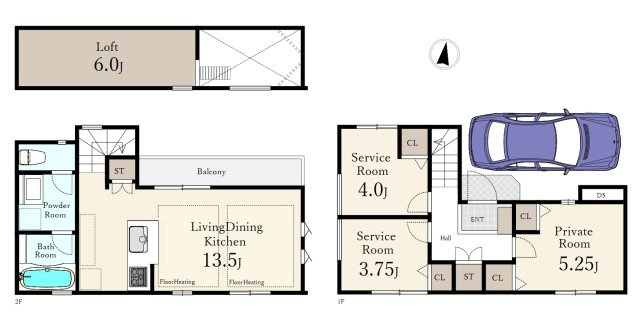 新宿区西落合4丁目 限定1区画の土地図＋建物プラン例|建物プラン例　建物面積63.17㎡